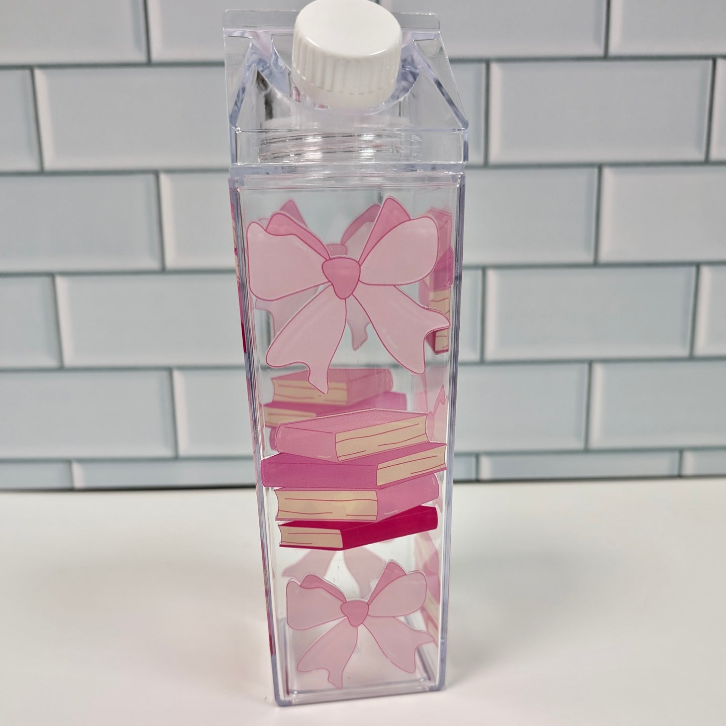 Books & Bows Milk Carton Water Bottle, 500ml