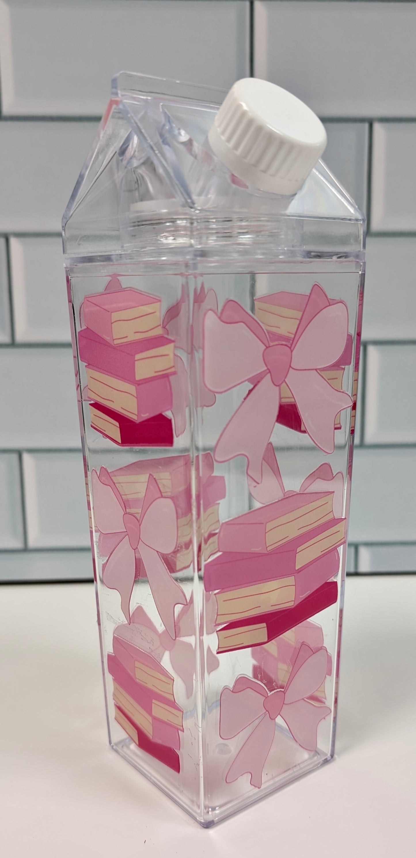 Books & Bows Milk Carton Water Bottle, 500ml