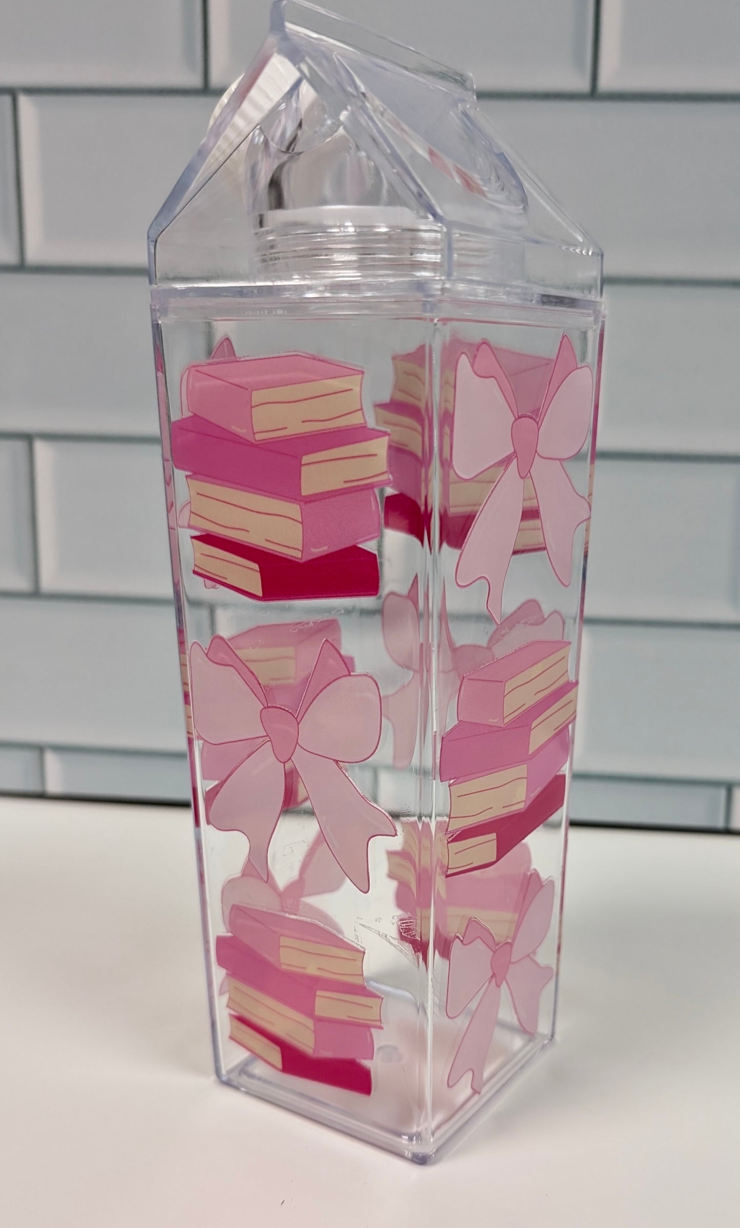 Books & Bows Milk Carton Water Bottle, 500ml