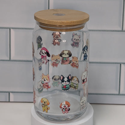 Dogs with a Cuppa Glass, 16oz, Libbey Glass