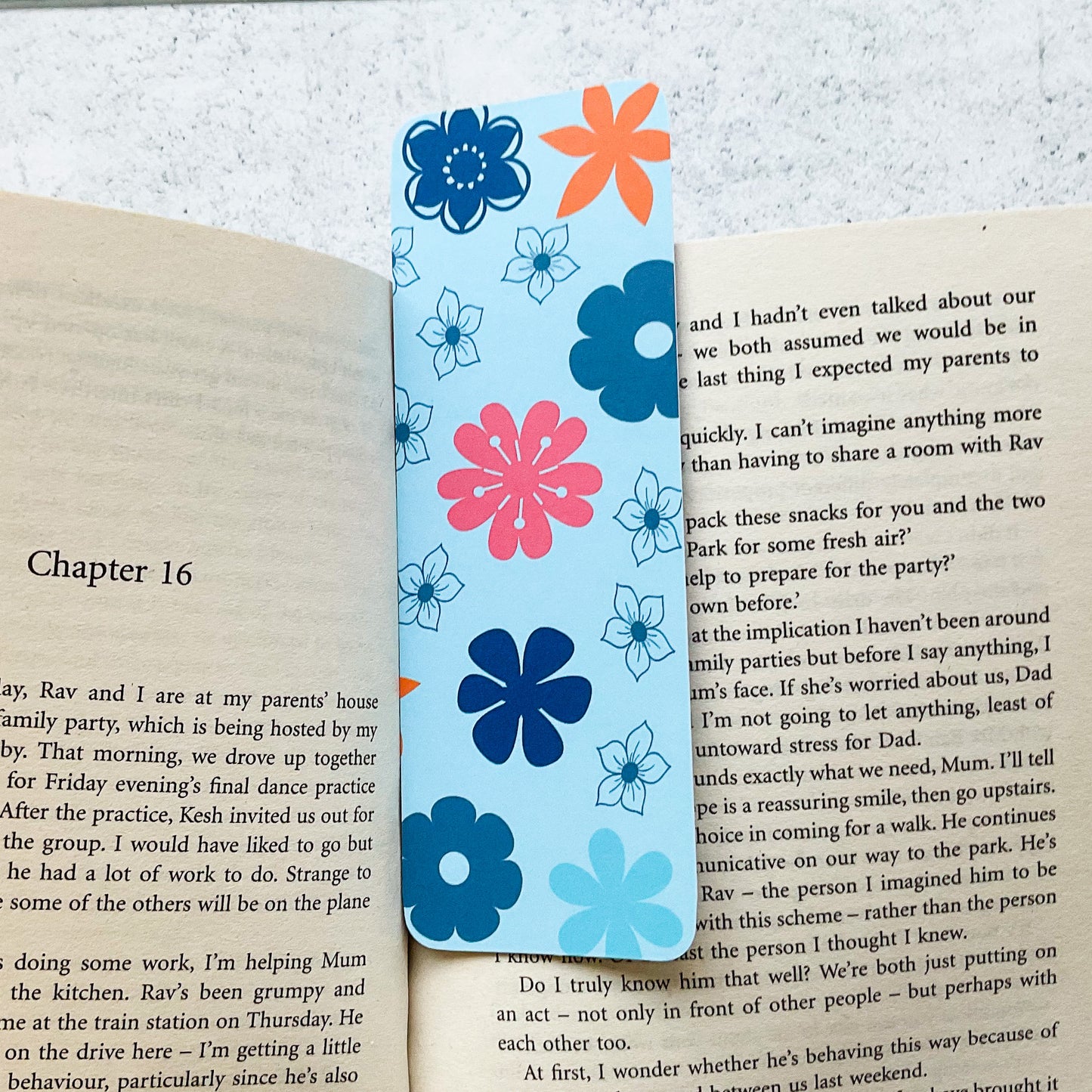 Bold Floral Blue Bookmark