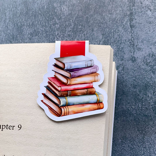 Book Stack Magnetic Bookmark, handmade pagemaker