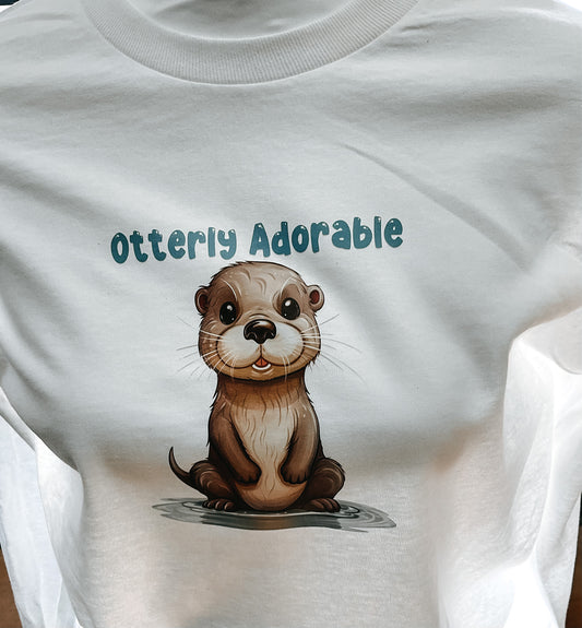 Otterly Adorable long-sleeve t-shirt in white