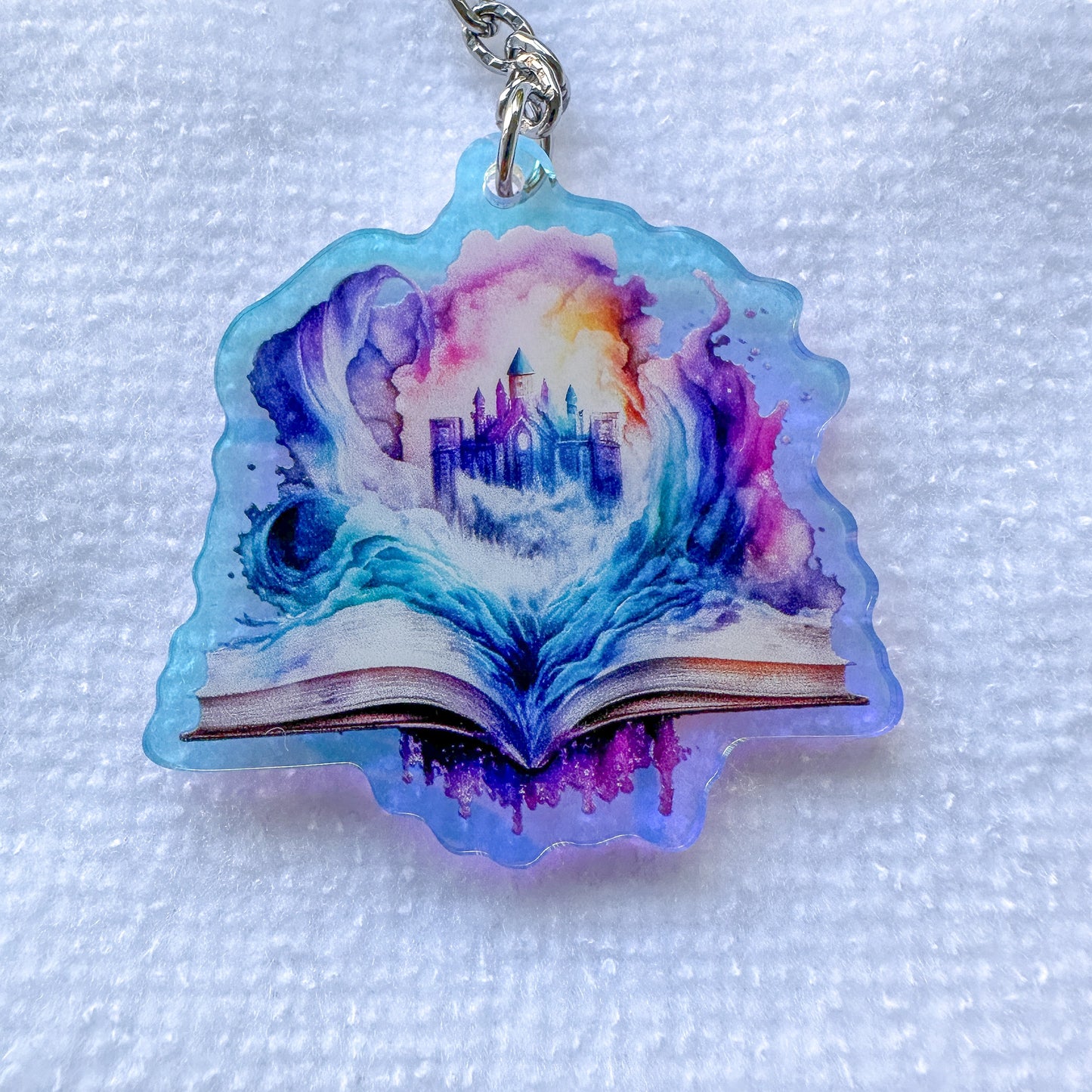 Fantasy Book Sea Scene Rainbow Acrylic Keychain