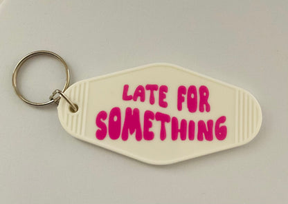Late For Something Motel Keyring, retro keychain