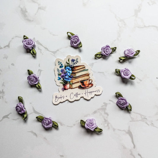 Books + Coffee = Happiness Die Cut Sticker