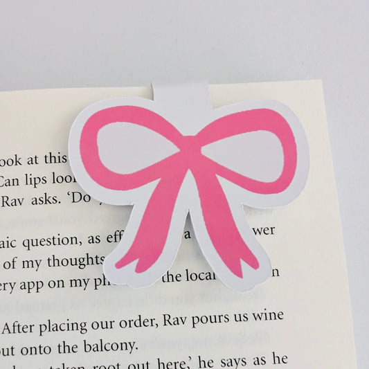 Pink Bow Magnetic Bookmark, handmade pagemaker