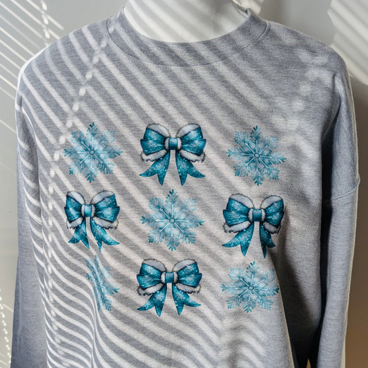 Winter Bows Sweatshirt, Winter Sweatshirt in grey