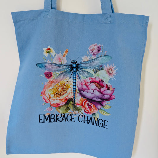 Embrace Change Dragonfly tote cotton tote bag