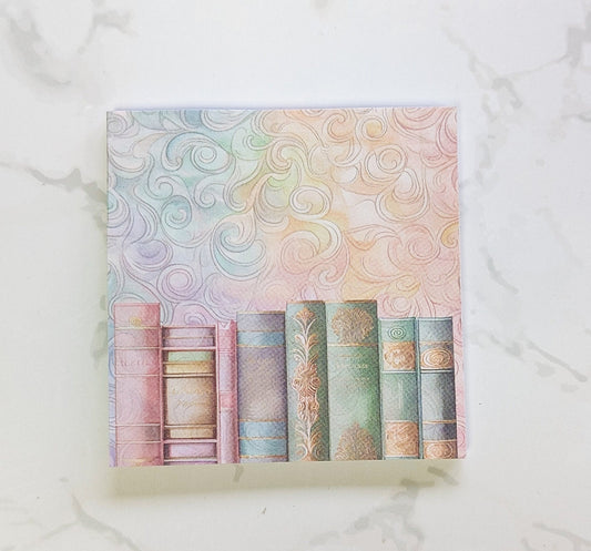 Rainbow Swirls Bookshelf Sticky Notes Pad