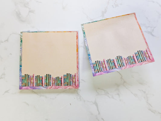Pastel Rainbow Bookshelf Sticky Notes Pad (Imperfect)