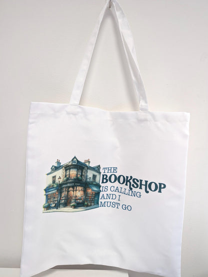 The Bookshop is Calling and I Must Go tote bag, shopping tote