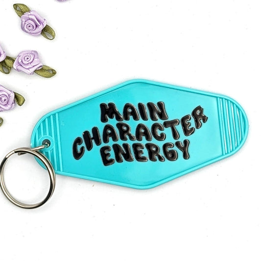 Main Character Energy Motel Keychain, retro keyring