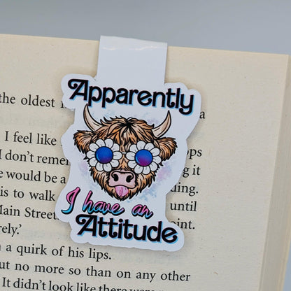 Apparently I Have An Attitude Highland Cow magnetic bookmark