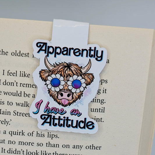 Apparently I Have An Attitude Highland Cow magnetic bookmark