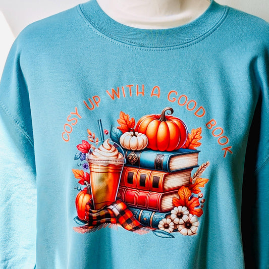 Cosy Up With A Book Sweatshirt, Autumn sweatshirt, seafoam, unisex