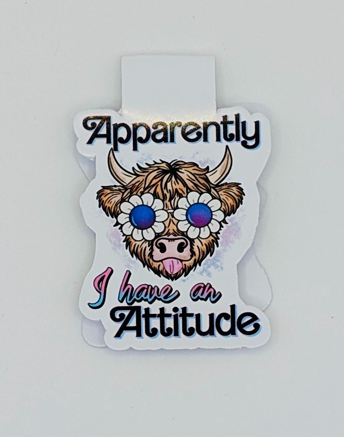 Apparently I Have An Attitude Highland Cow magnetic bookmark