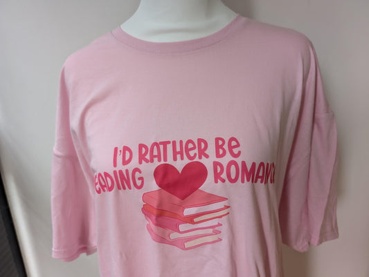 I’d Rather Be Reading Romance, pink graphic tee